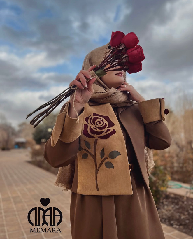 ست کت و سارافون پاییزه قهوه ای رز ماندگار