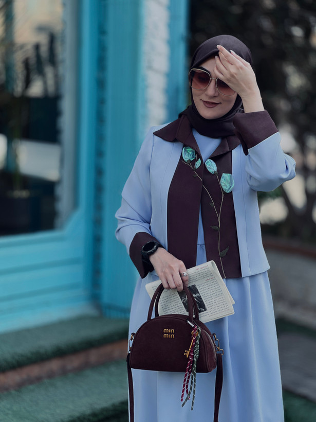 ست کت و سارافون لاله ی فیروزه ای